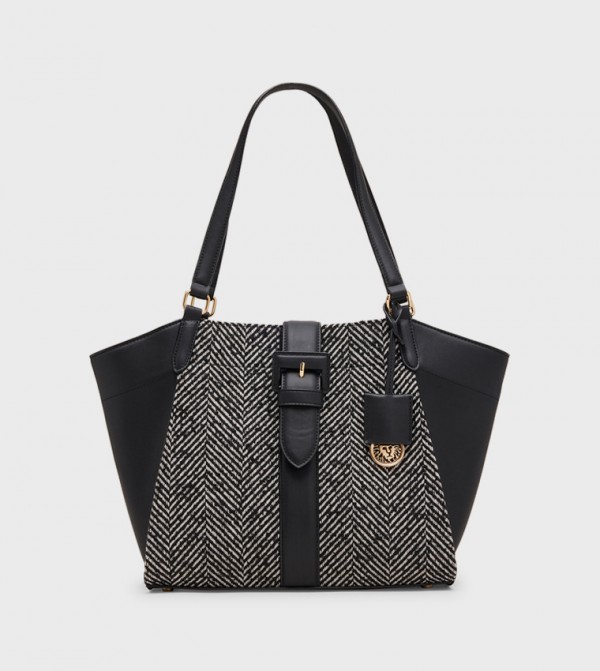 Patterned Buckle Detail Tote Bag