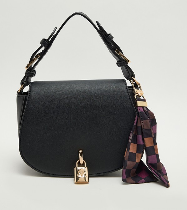 Logo Detail Scarf Detail Flap Shoulder Bag