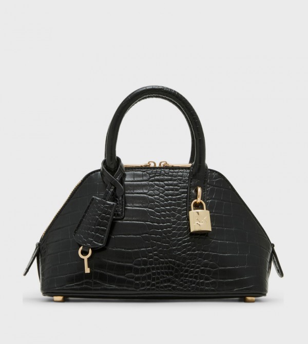 Croc Textured Zippered Shoulder Bag