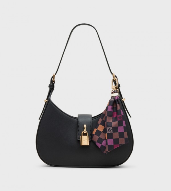 Scarf Detail Snap Shoulder Bag