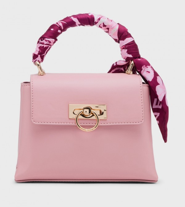 Textured Top Handle Bag with Scarf Detail
