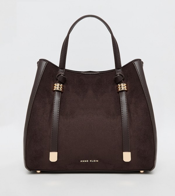 Velvet Look Snap Closure Satchel Bag Set