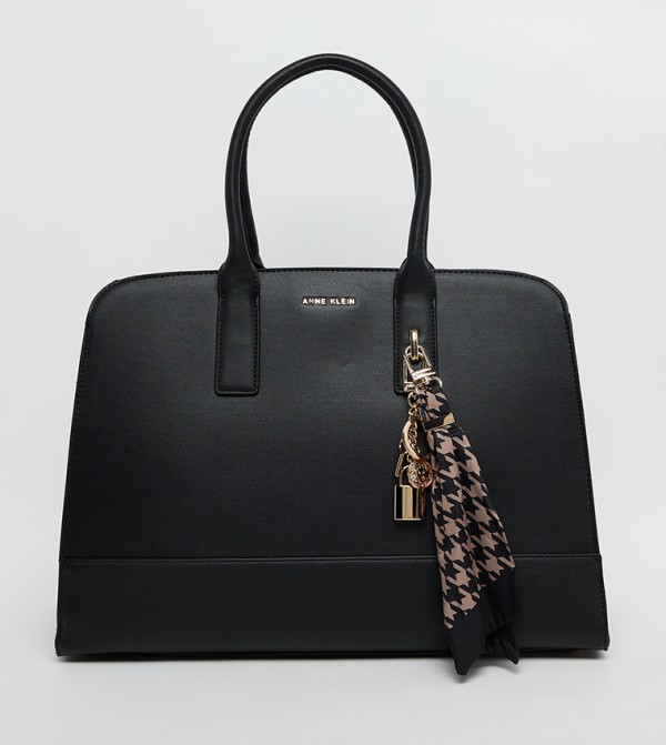 Logo Metal Scarf Detail Satchel Bag