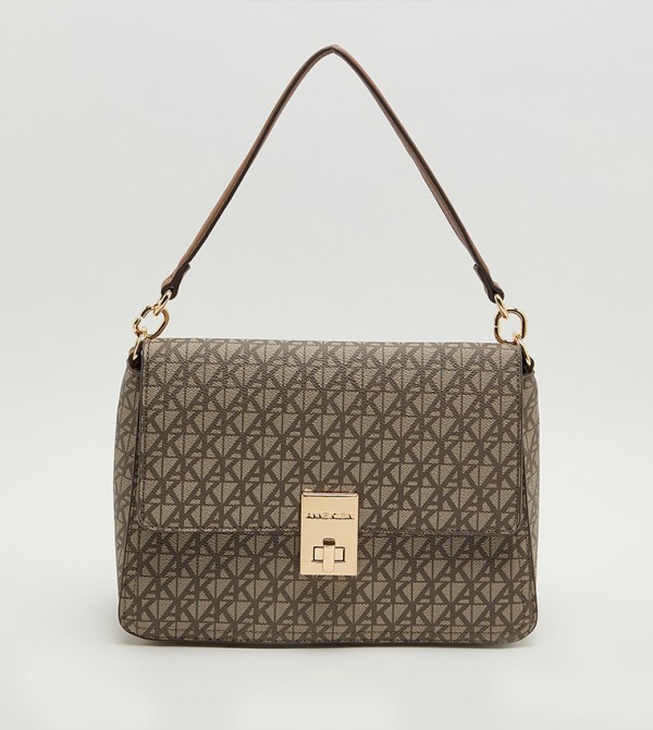 Monogram Patterned Flap Shoulder Bag