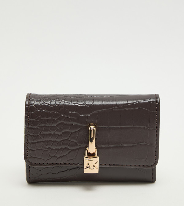 Croc Textured Flap Wallet