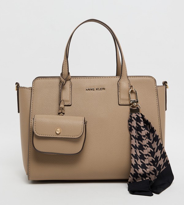 Textured Scarf Detail Tote Bag