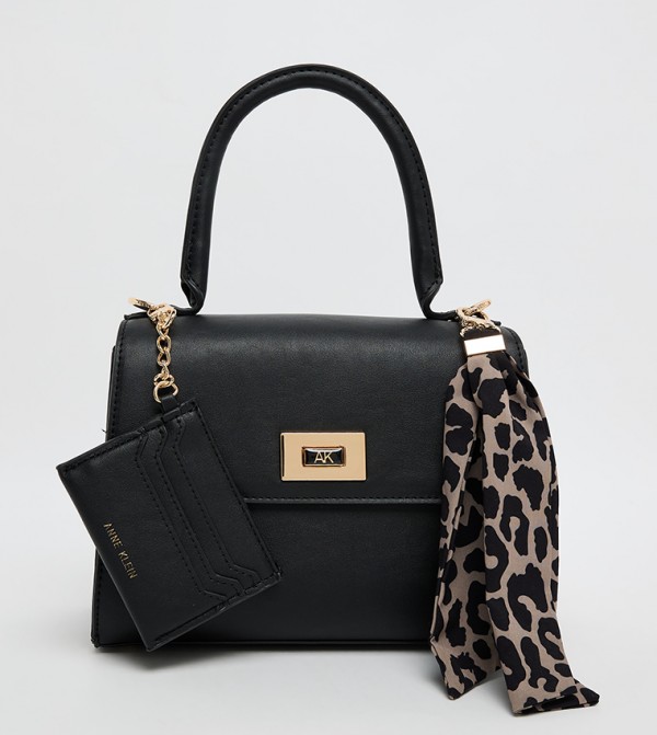 Logo Metal Scarf Detail Top Handle Bag