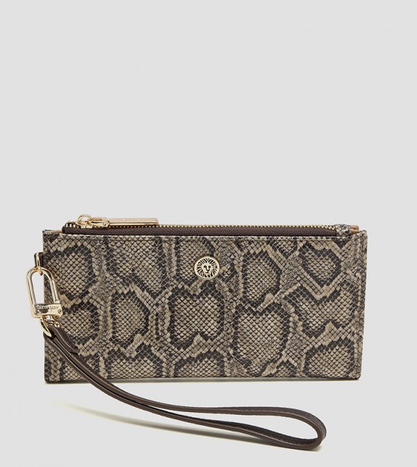 Snakeskin Print Zippered Bi-Fold Wallet