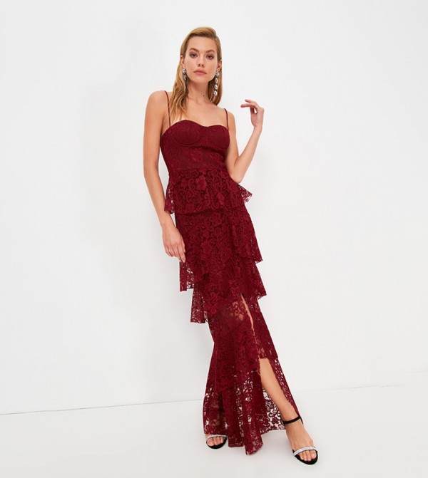 Shania frill sale lace maxi dress