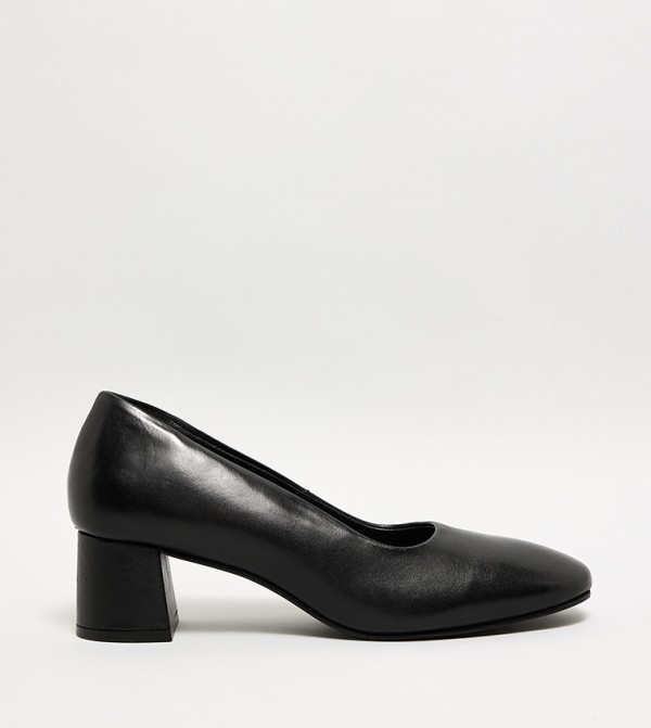 Textured Block Heel Pumps