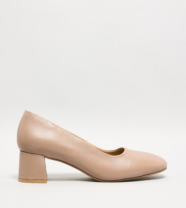 Textured Block Heel Pumps