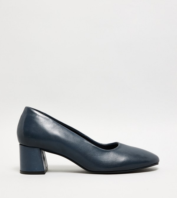 Textured Block Heel Pumps