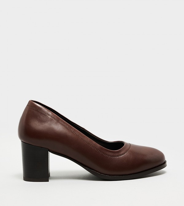 Textured Block Heel Pumps