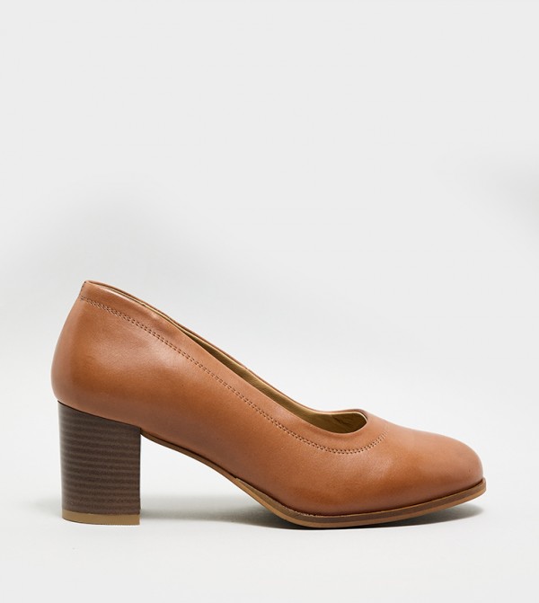 Textured Block Heel Pumps