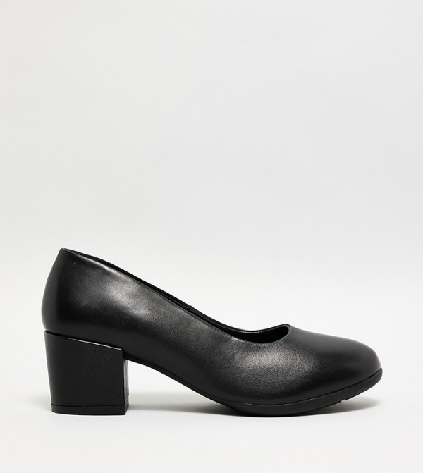 Textured Block Heel Pumps