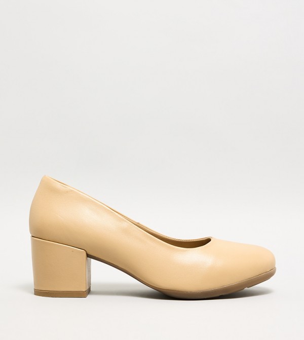 Textured Block Heel Pumps