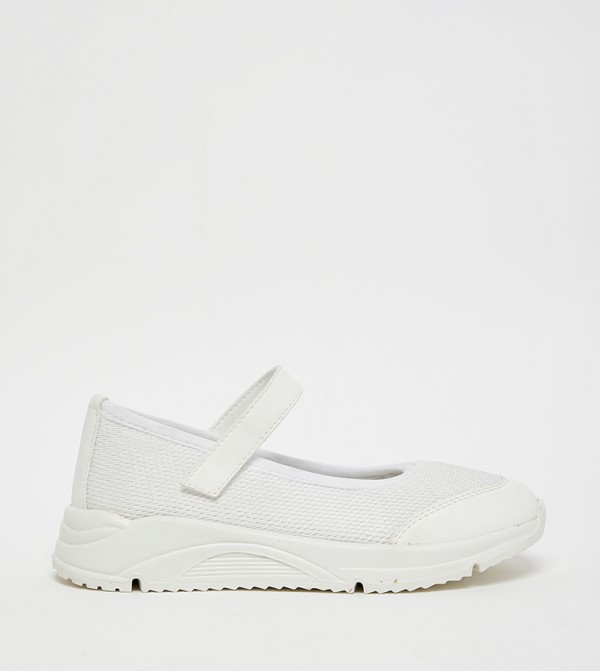 Textured Mesh Velcro Closure Mary Janes