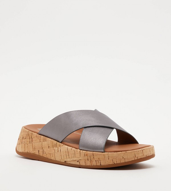 Buy FitFlop F MODE Crossover Strap Flatform Sandals In Grey