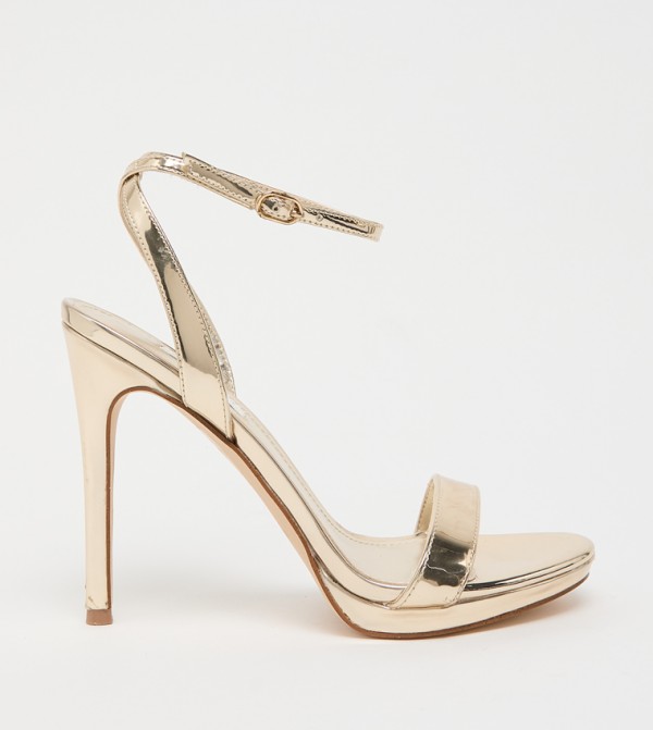 LOOLA Textured Ankle Loop Heeled Sandals