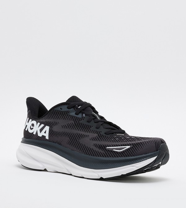 Buy Hoka Clifton 9 Lace Up Running Shoes In Black | 6thStreet Saudi Arabia