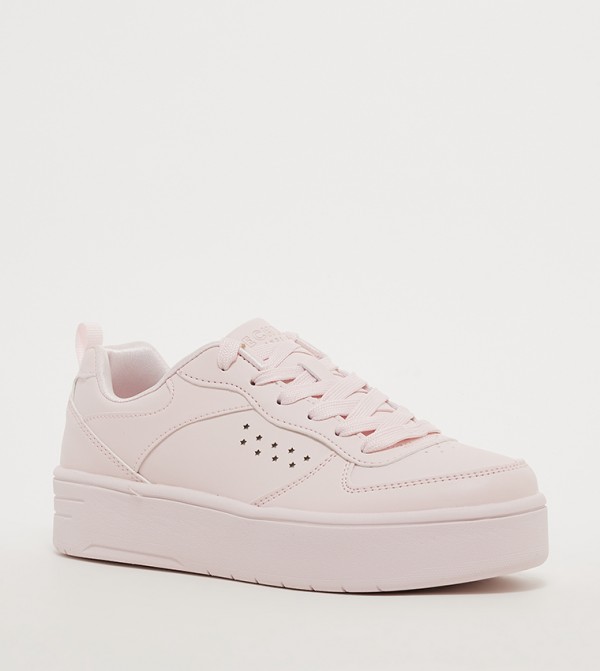 Perforated Detail Lace-Up Sneakers