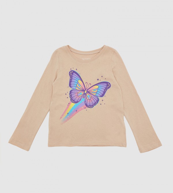 Butterfly Print Long Sleeves T-Shirt