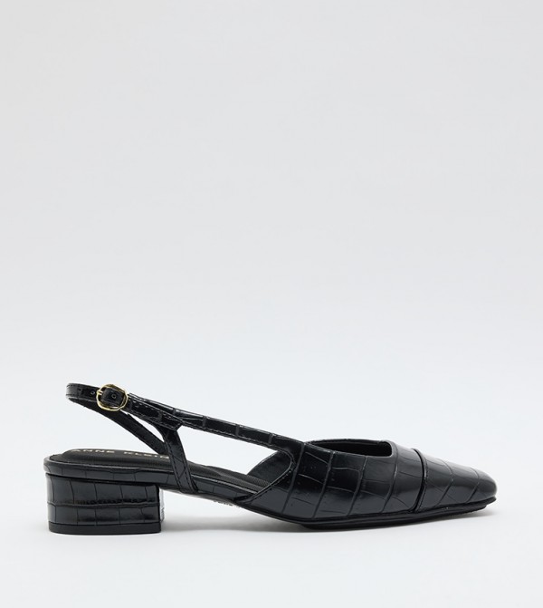 NIA Croc Textured Slingback Pumps
