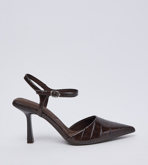IBARAA Crocs Textured Ankle Strap Pumps