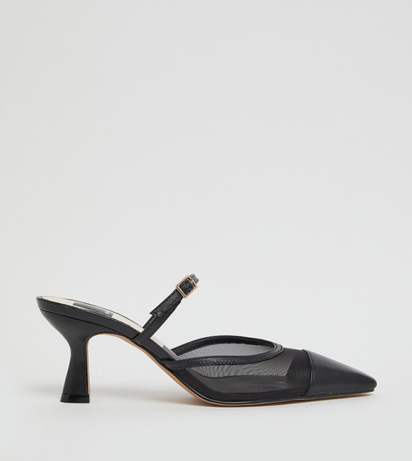 حذاء كعب شبكي مفتوح من الخلف 