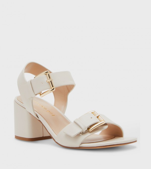 ALMAA Ankle Strap Block Heel Sandals