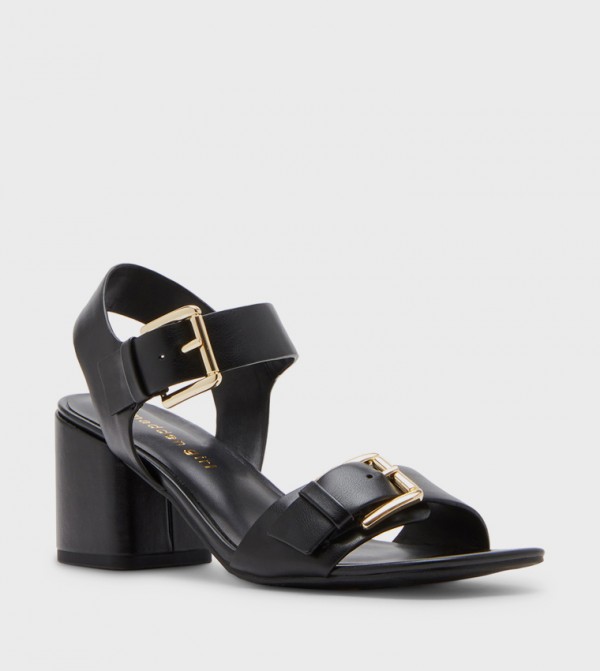ALMAA Ankle Strap Block Heel Sandals