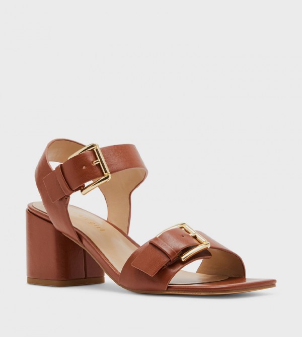 ALMAA Ankle Strap Block Heel Sandals