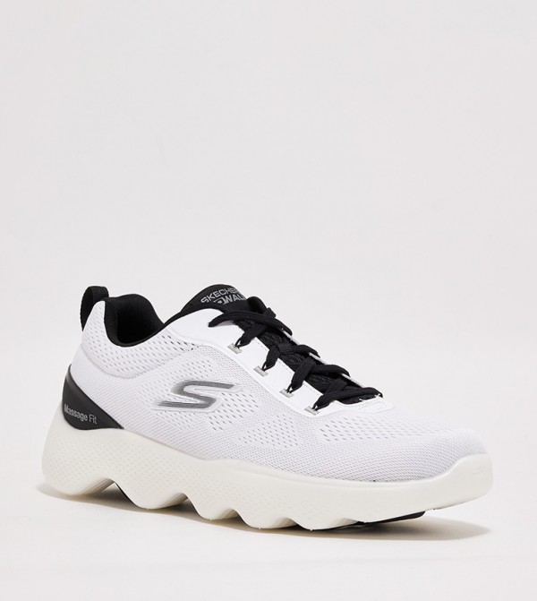 SKECHERS GO WALK MASSAGE FIT Logo Detail Lace-Up Walking Shoes