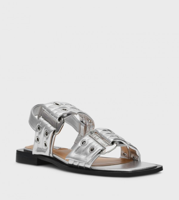 SARIA Eyelet Detail Flat Sandals