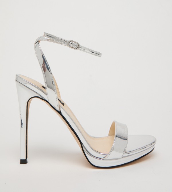 LOOLA Textured Ankle Loop Heeled Sandals