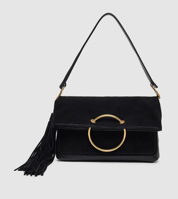 Ring Detail Flap Shoulder Bag