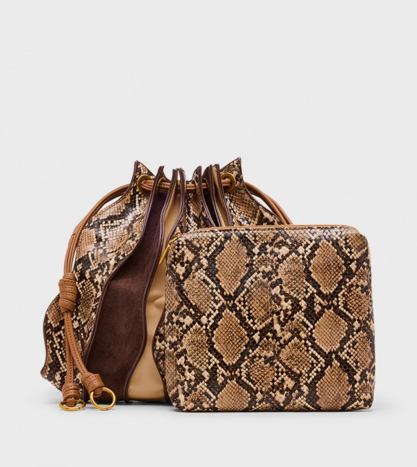 ASHER Snakeskin Print Drawstring Bag Set