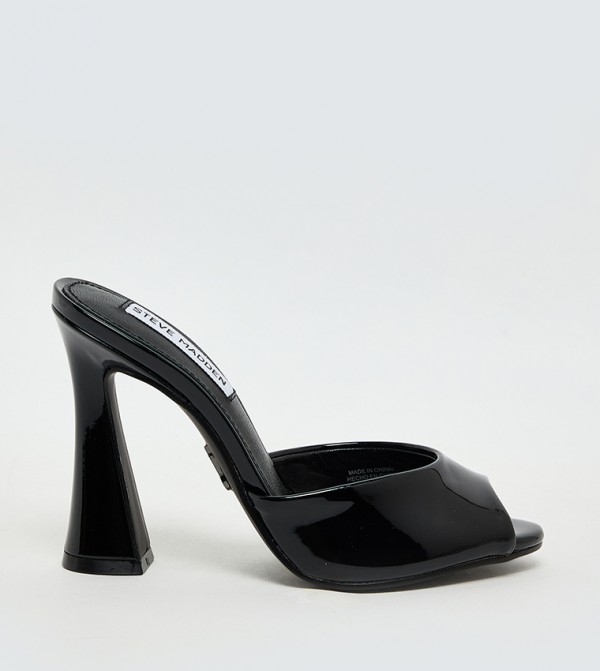 PRESECCO Glossy Peep Toe Heeled Sandals