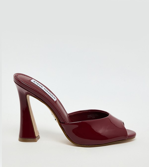 PRESECCO Glossy Peep Toe Heeled Sandals