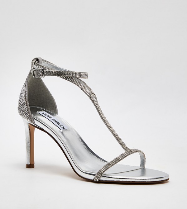 GRANDE Embellished Ankle Strap Heeled Sandals