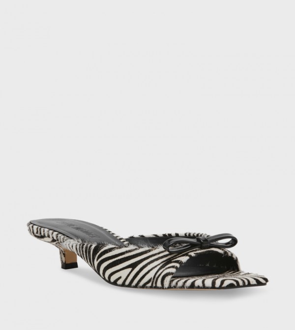 MEME-L Zebra Print Kitten Heel Sandals