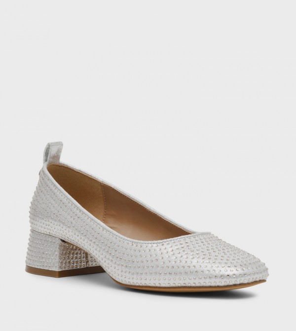 STUNNAH-R Embellished Block Heel Pumps