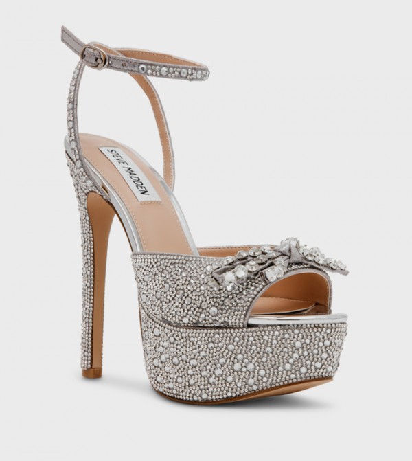 STEPPER Embellished Ankle Strap Heeled Sandals