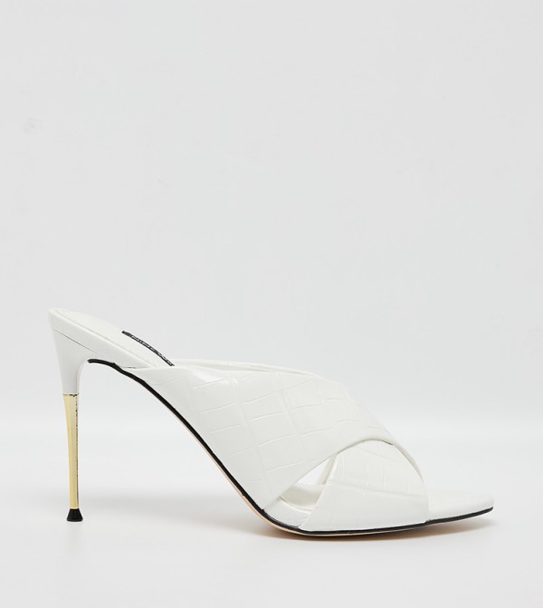 SANCIE Croc Textured Stiletto Heel Sandals