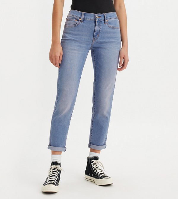 Faded Mid Rise Boyfriend Fit Jeans