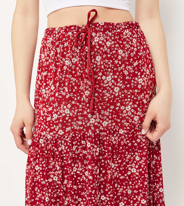 Red Adinkra balloon maxi skirt main image 0
