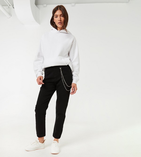 Denim Joggers With Chain