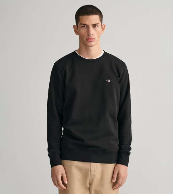 Shield Embroidered Detail Crew Neck Sweatshirt