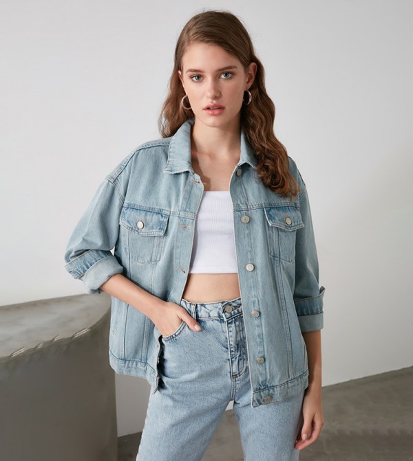 Oversized light new arrivals wash denim jacket