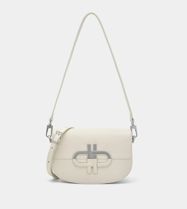 Logo Detail Leather Flap Shoulder Bag